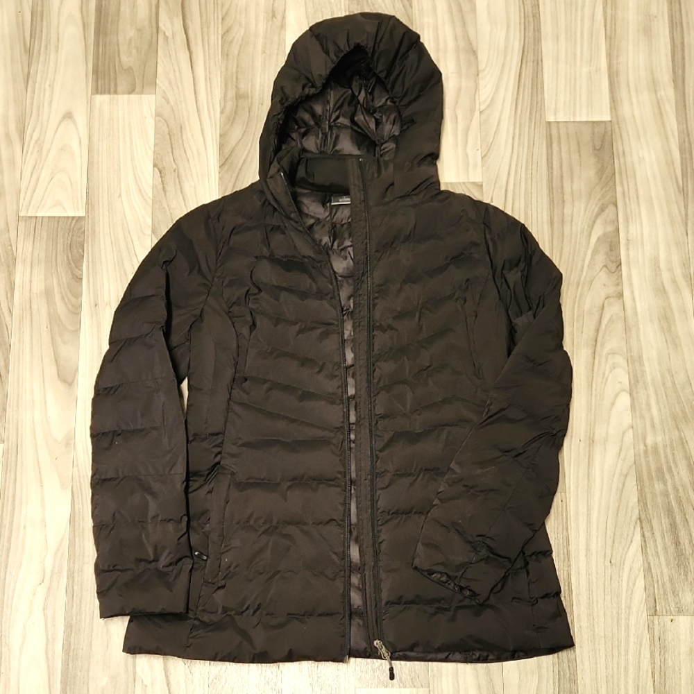 32 Degrees Women's Black Hooded Lightweight Puffer Jacket